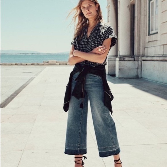 Madewell Denim - Madewell wide leg crop jeans 26 raw hem edition